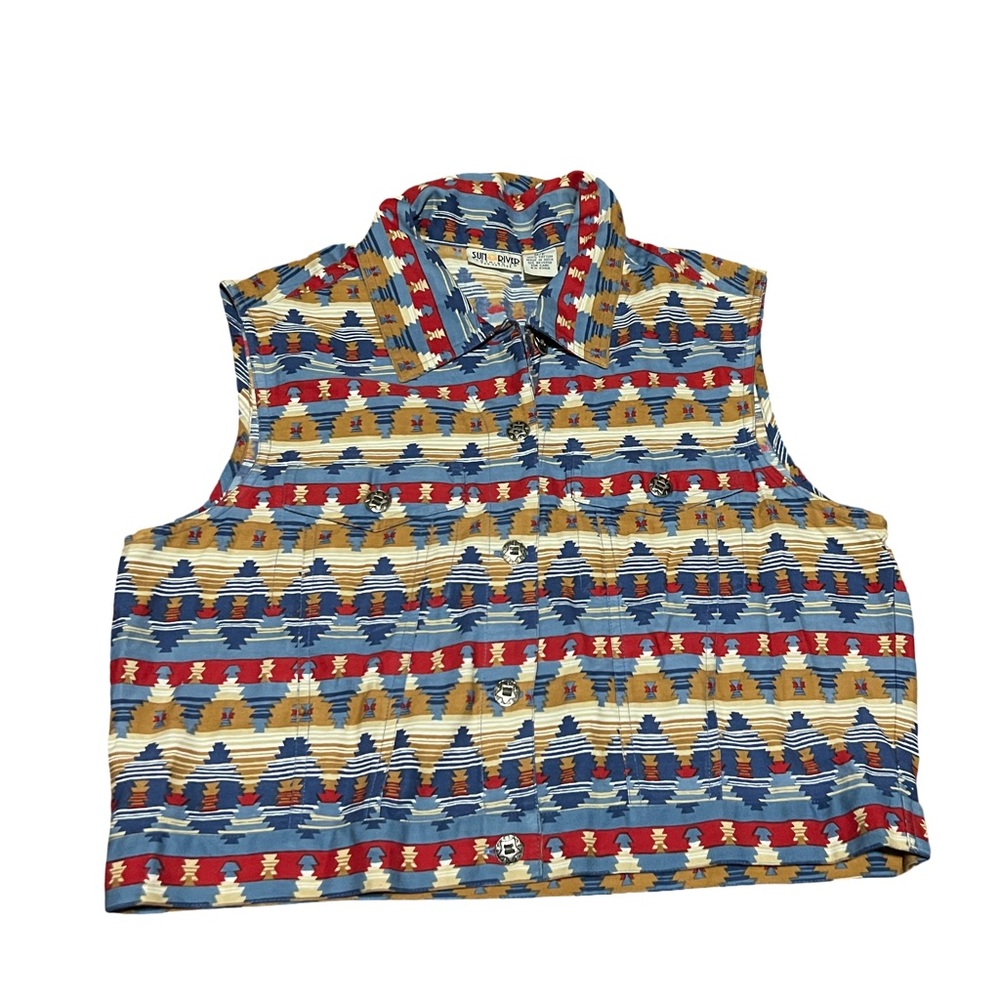 Western Sleeveless Button-Up Shirt